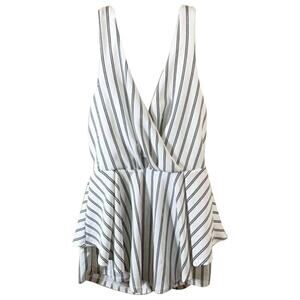 See You Monday Cute white Striped Sleeveless jumpsuite size M
